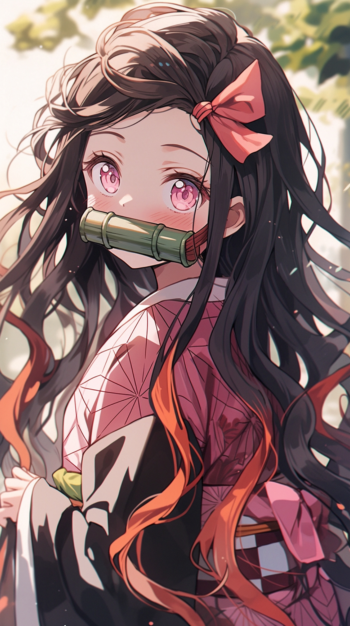 美漫壁纸:祢豆子今天可爱吗?#midjourney #祢豆子 #鬼灭之刃 #ai绘画