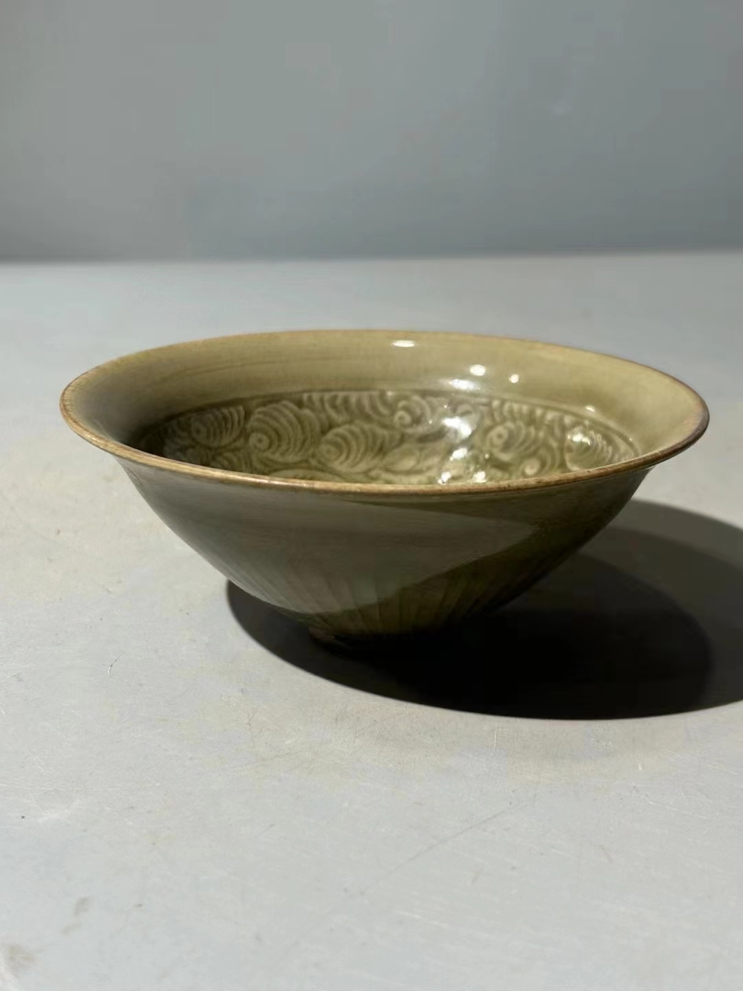 爱古护物:北宋耀州窑鱼纹斗笠盏